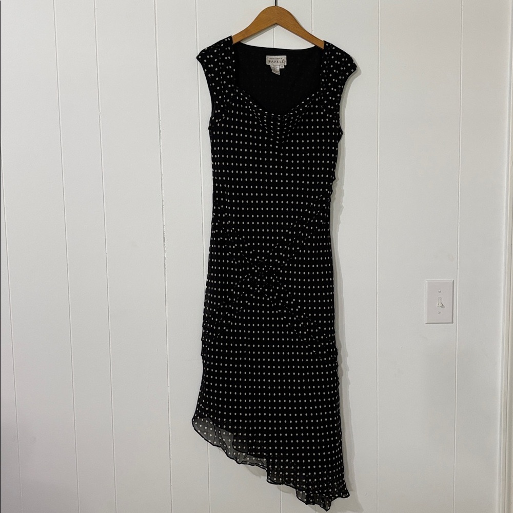 Adrianna‎ Papell Black Silk Vintage Cocktail Women's Dress Size 8 - Picture 2 of 11